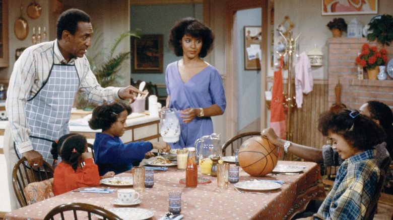 The Huxtable family in the kitchen