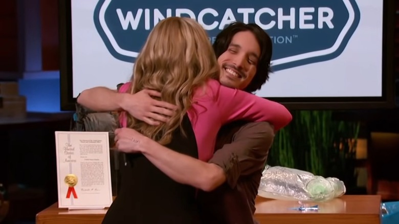 Ryan Frayne hugging Lori Greiner