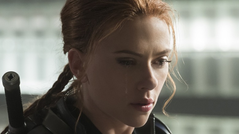 Scarlett Johansson as Natasha Romanoff crying