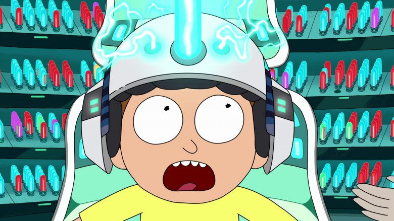 Rick and Morty Morty Smith screaming with helmet on