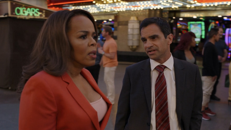 Paula Newsome and David Norona talking on CSI: Vegas