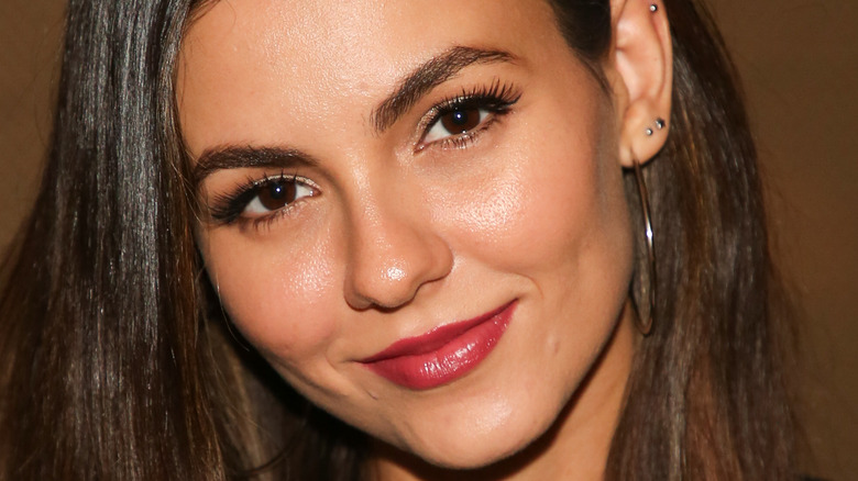 Victoria Justice smiling red lipstick