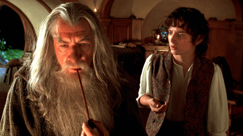 Gandalf and Frodo talking in Bag End