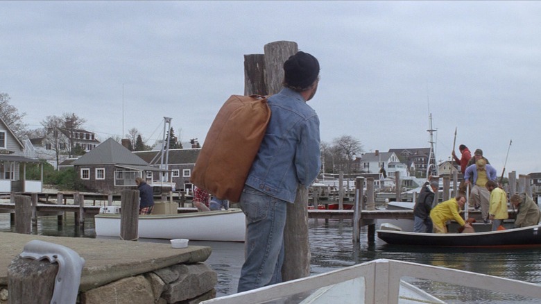 Hooper talking to a group of fisherman in "Jaws"