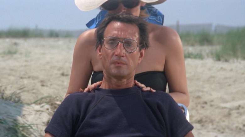 Brody looking on in horror on the beach in "Jaws"