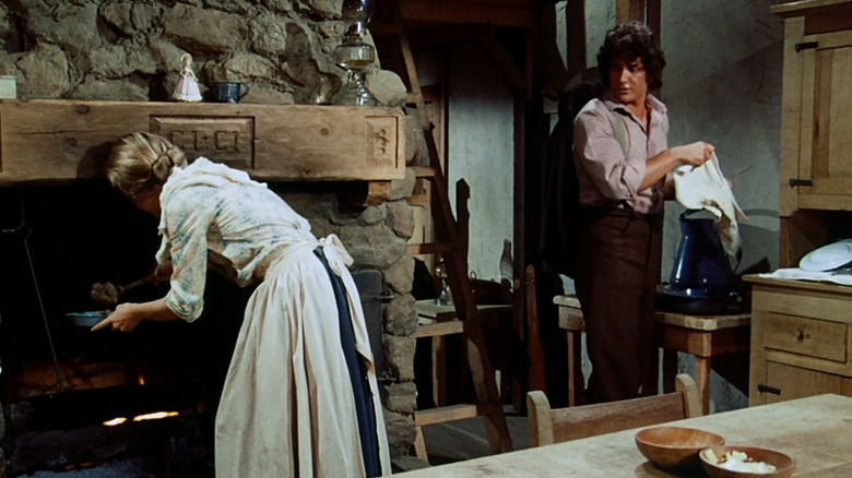 The interior of the Ingalls house in "Little House on the Prairie"