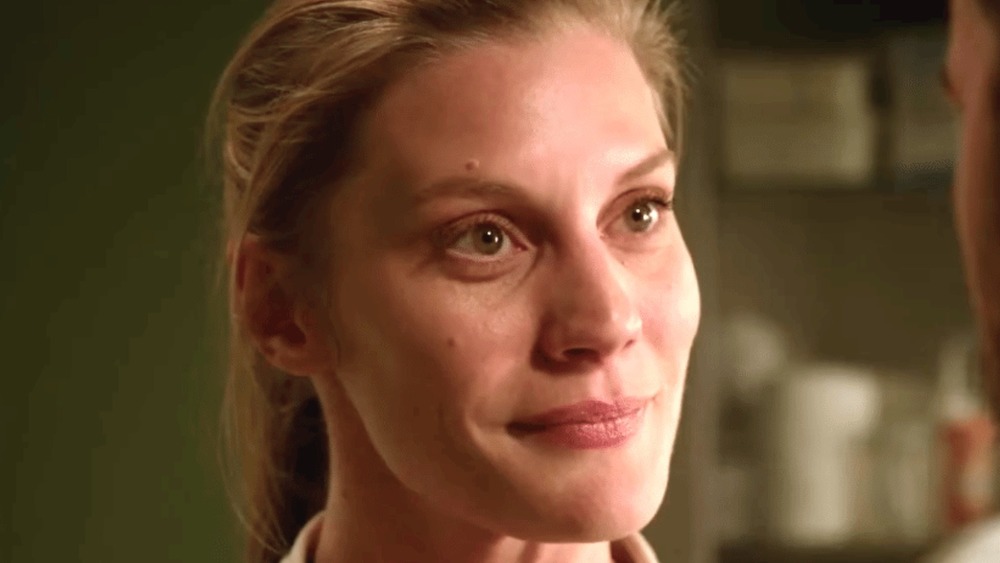 Katee Sackhoff Vic Moretti smiling