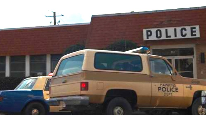 The exterior of Hawkins Police Department in "Stranger Things" (2016-2025)