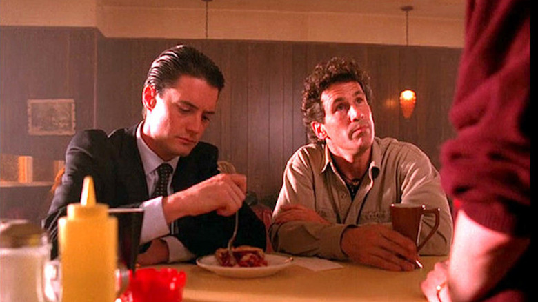 Kyle MacLachlan and Michael Ontkean as FBI special agent Dale Cooper and Sheriff Harry S. Truman from Twin Peaks