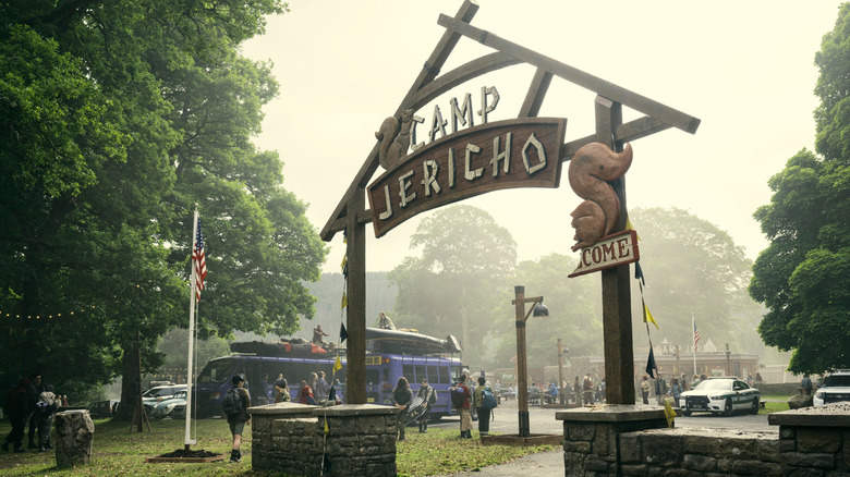 The Camp Jericho sign in "Wednesday."