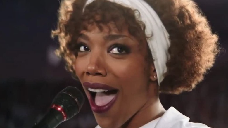 Naomi Ackie singing as Whitney Houston