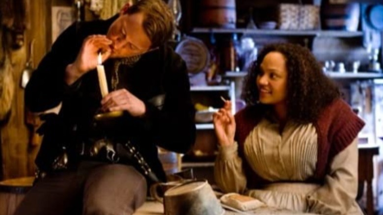 Minny Mink and Jody smoking in "The Hateful Eight"