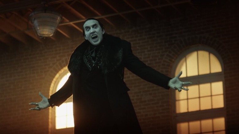 Dracula levitating menacingly