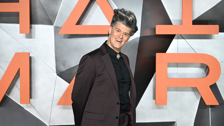 James Ortiz wearing a suit at the Project Hail Mary premiere