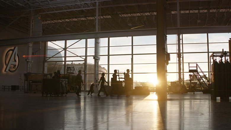 Avengers walking against the sunset