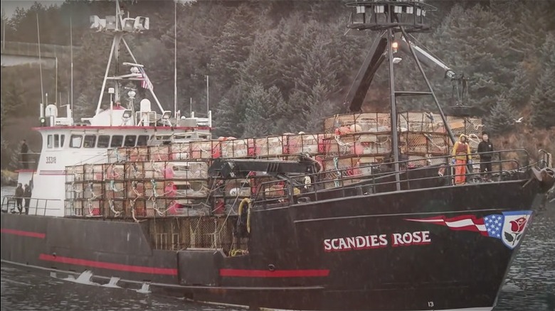 Scandies Rose stacked with crab pots