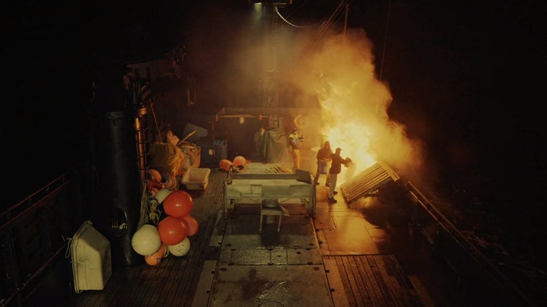 Fishing vessel on fire