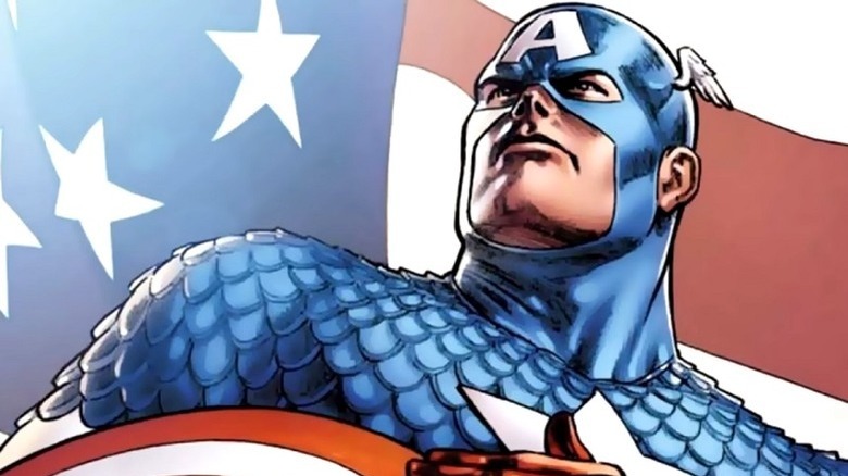 Captain America looking upward