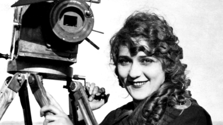 Mary Pickford with movie camera