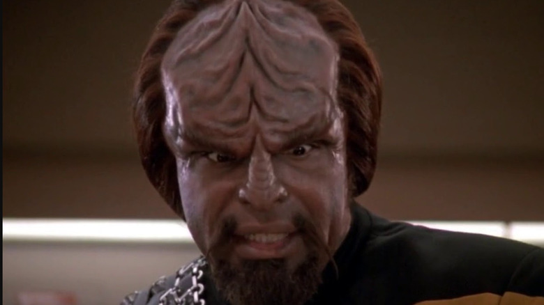 Worf looking aggressive