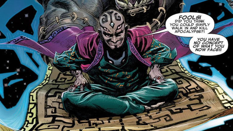 Death attacks X-Force on his flying carpet in "Uncanny X-Force" #2 (2010)