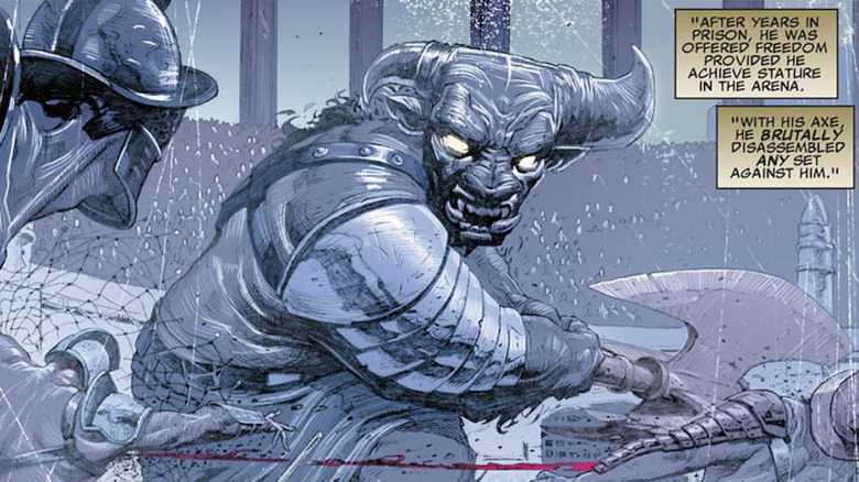 War fights in a Roman arena in "Uncanny X-Men" #3 (2010)