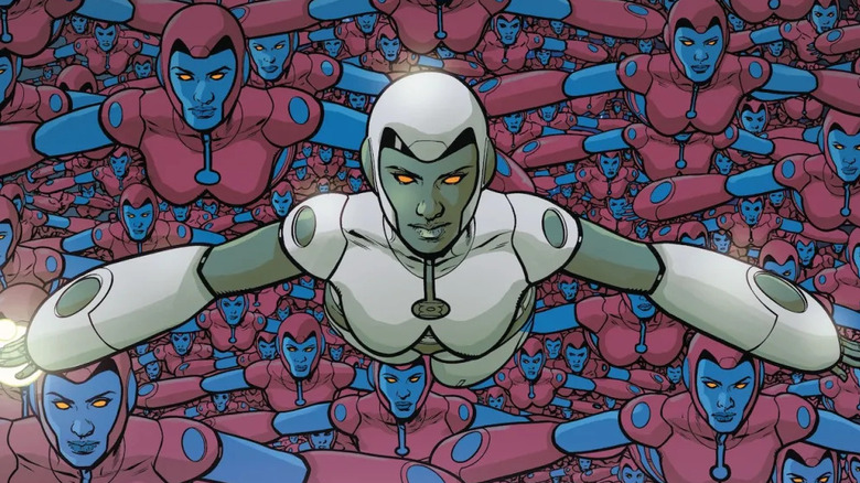 A large group of Manhunters flying in Green Lantern Corps