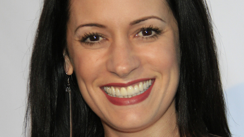 Paget Brewster looking happy
