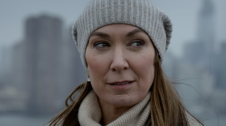 Kathryn Fitz with a city skyline behind her in 