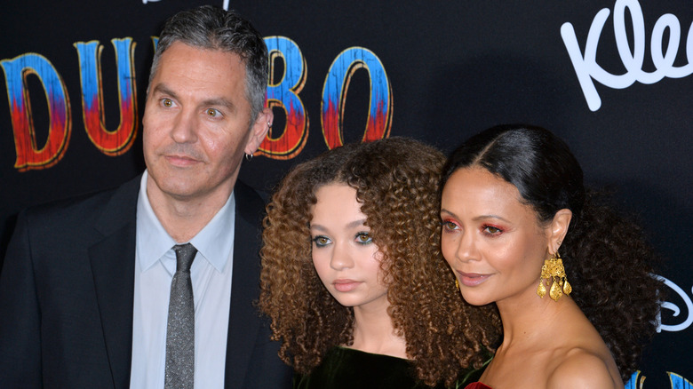 Ol Parker, Thandie Newton, and Nico Parker at the premiere of "Dumbo"