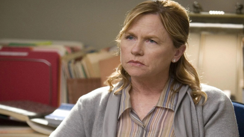 Dr. Wyatt frowning at Meredith on Grey's Anatomy