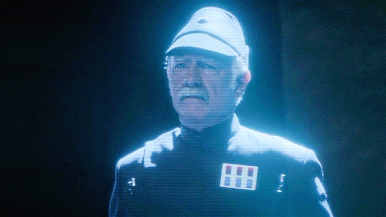 Captain Pellaeon appearing as a hologram 