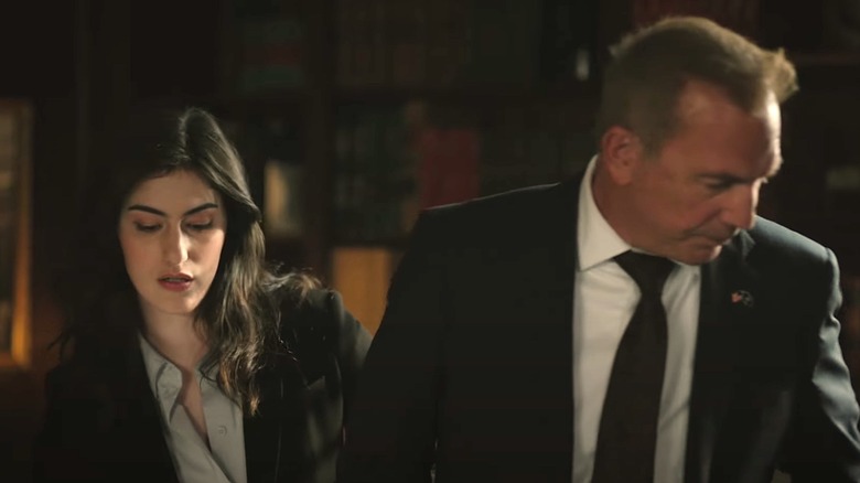 Kay appearing with Kevin Costner