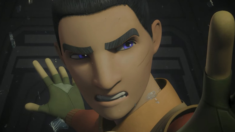 Ezra fights off Thrawn with the force