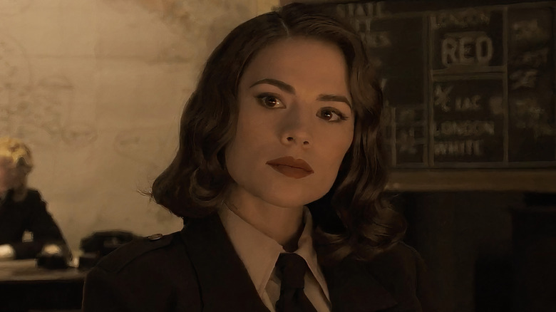 Peggy Carter wearing military uniform with tie