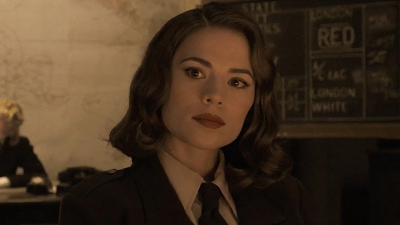 Peggy Carter wearing military uniform with tie