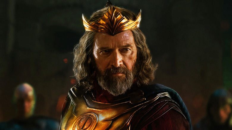 King Randor wearing a crown and a golden breastplate in Masters of the Universe