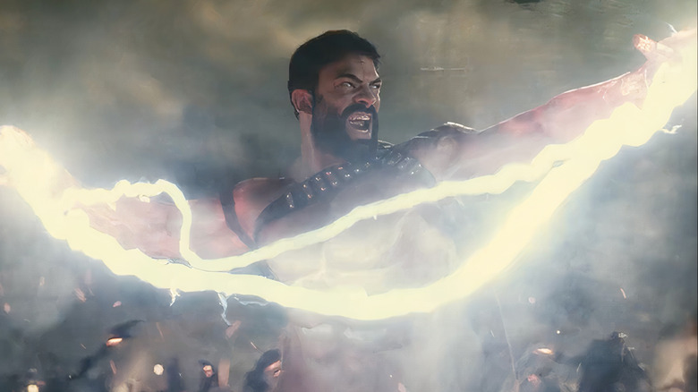 Zeus wielding lightning
