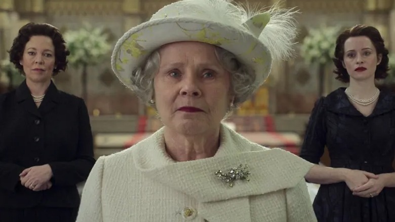 Three versions of The Queen on the crown