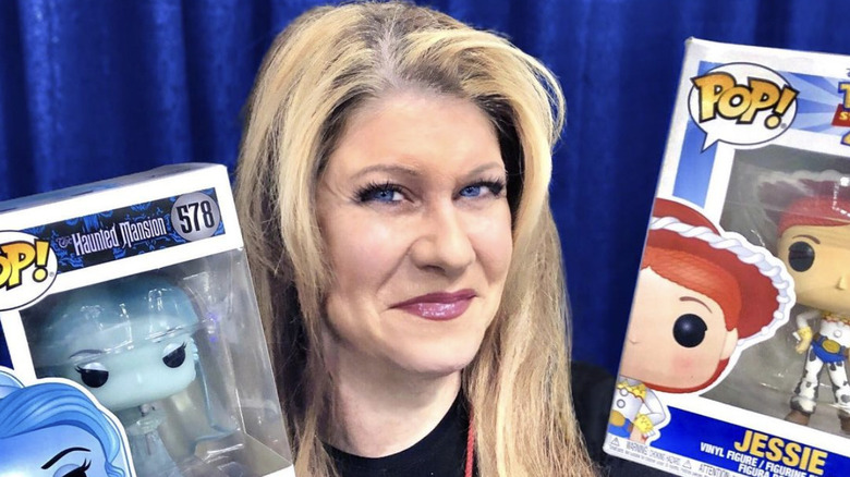 Kat Cressida holding Jessie and Constance Hatchaway Funko Pop