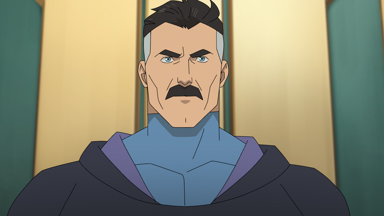Omni-Man looking stoic in a blue outfit in "Invincible" Season 4 (2026)