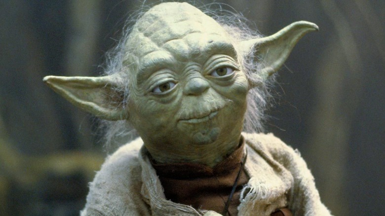 Jedi Grand Master Yoda sitting in "The Empire Strikes Back"