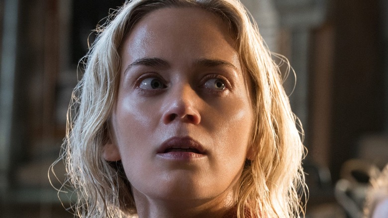 Emily Blunt A Quiet Place looking off to the side