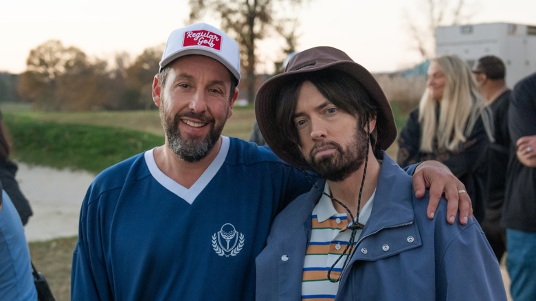 Adm Sandler and Eminem on the set of 