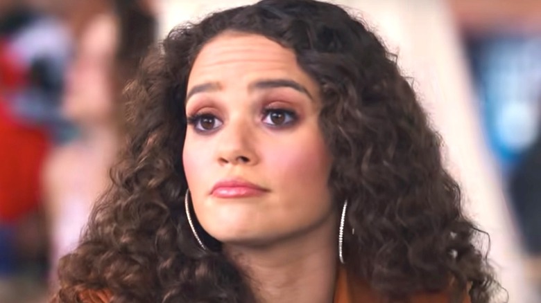 ECU of Madison Pettis with raised eyebrows