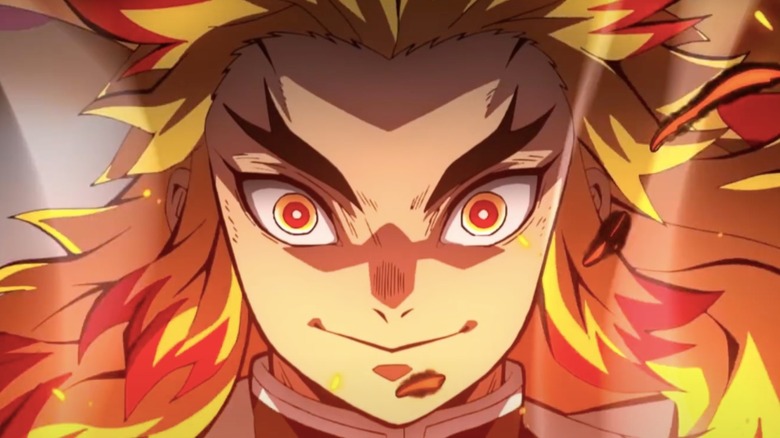 demon slayer kyojuro rengoku smile closeup