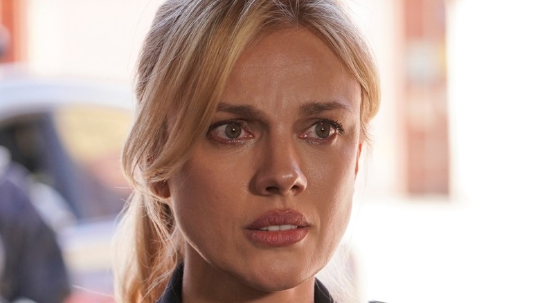 Anna Kolcheck looking worried on NCIS: Los Angeles