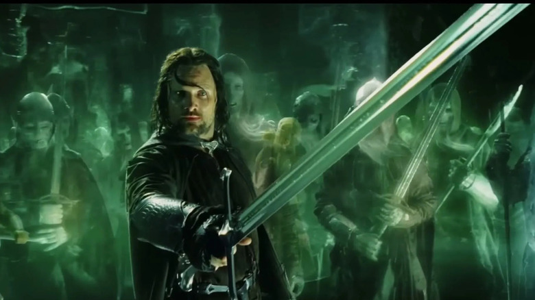 Aragorn surrounded by the Army of the Dead in The Return of the King