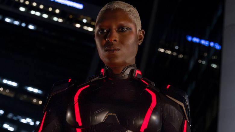 Athena looking down in Tron: Ares