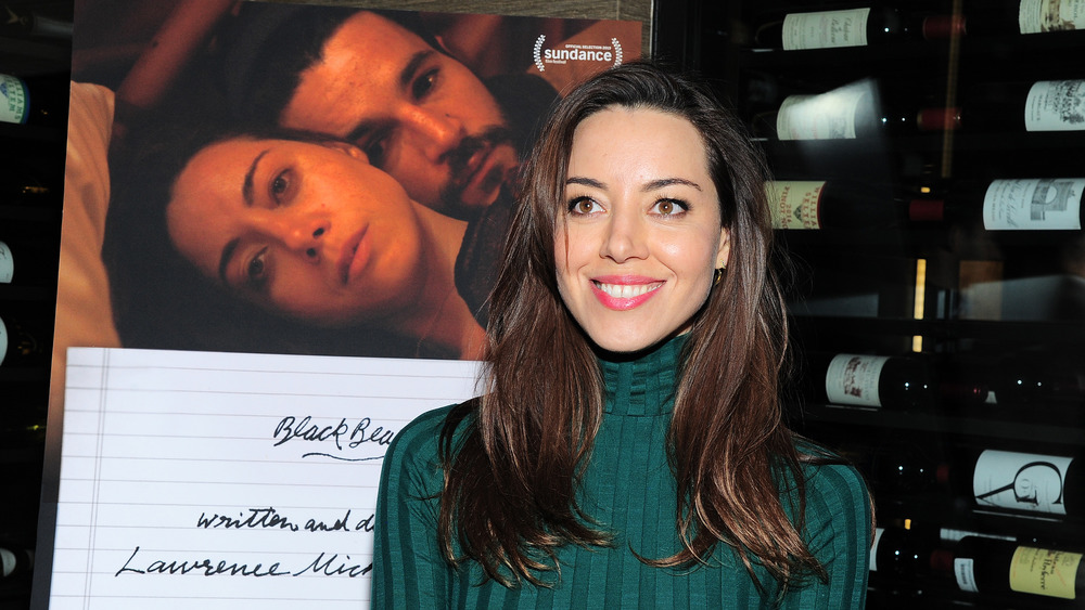 Aubrey Plaza at the 2020 Sundance Film Festival promoting Black Bear